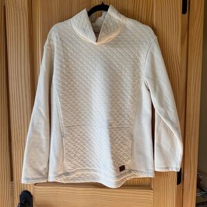 L.L. Bean Women's White Quilted Cowl Neck Sweater